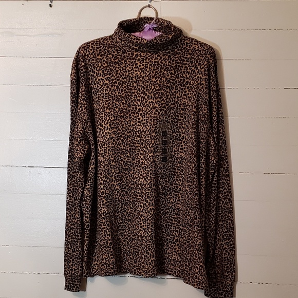NWT Long Sleeve Turtle Neck Animal Print Tee  0051 - Picture 1 of 7